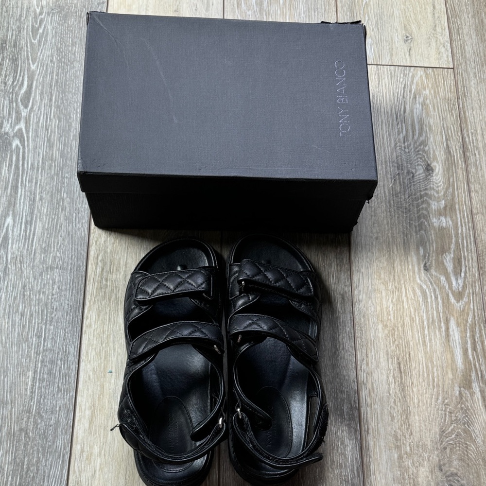 Tony Bianco Black Quilted Strap Sandals